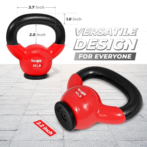 Image of Yes4All Kettlebells Rubber Base, Kettlebell Set for Women, Strength Training Kettlebells Weights (10-65 lbs)
