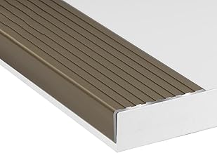 Tira de transición de escalera para interiores y exteriores, 140 cm, de aluminio, protector de esquinas antideslizante, 7,5 cm de ancho x 2,5 cm de alto