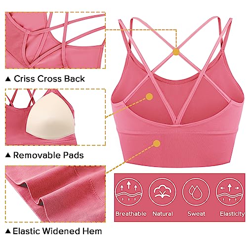 Image of Sykooria 3 Pack Strappy Sports Bra for Women Sexy Crisscross for Yoga Running Athletic Gym Workout Fitness Tank Tops