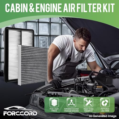 Image of Cabin & Engine Air Filter Kit for Honda Accord 2013-2017 (3.5L V6) | for Acura TLX 2015-2020 (3.5L V6), Replace #CF10134 CA11477, Air Filter Combo Replacement Car Accessories