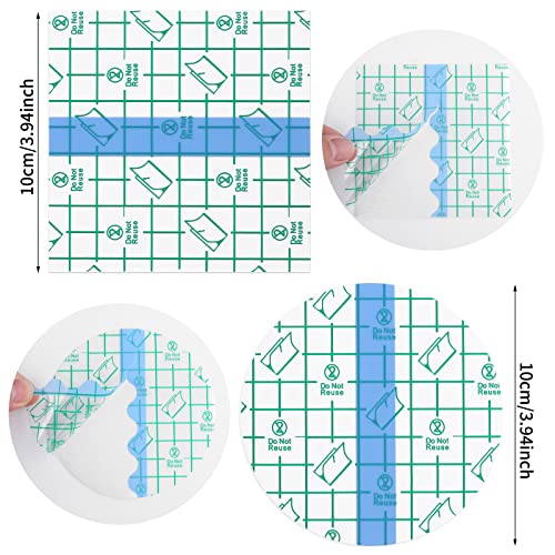 50 Pcs Waterproof Adhesive Bandages Transparent Stretch Saniderm Tattoo Aftercare Bandage,Protective Waterproof Film Dressing Cover Tape For Wound Dressing, Swimming, Shower (4 X 4 Inch Round,Square) #TOP2