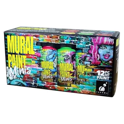 CHROMA Acrylic Mural Paint for Interior and Exterior Murals - Lightfast, Mixable, Hard-Wearing Vibrant Pigment, Set Of 12 Minis (2896) Cover