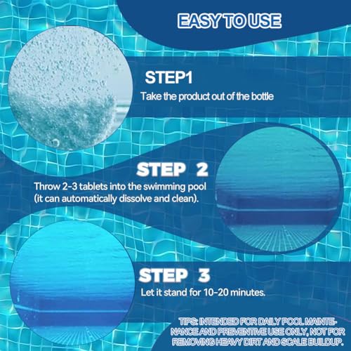 Chlortabletten für Pool, 100PC Clortabellten Pool 4 in 1 Langzeit mit Desinfektion, Chlortabletten für Whirlpool, Pools Cleaning Tablets, Reinigungstabletten für Pools, Wassertank,Whirlpool, Spa(100g)