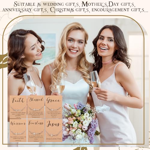 Quelay Faith Cross Bracelet Bulk Christian Gifts for Women Bracelet,Organza Bag,Bible Verse Card for Mother's Day Church3