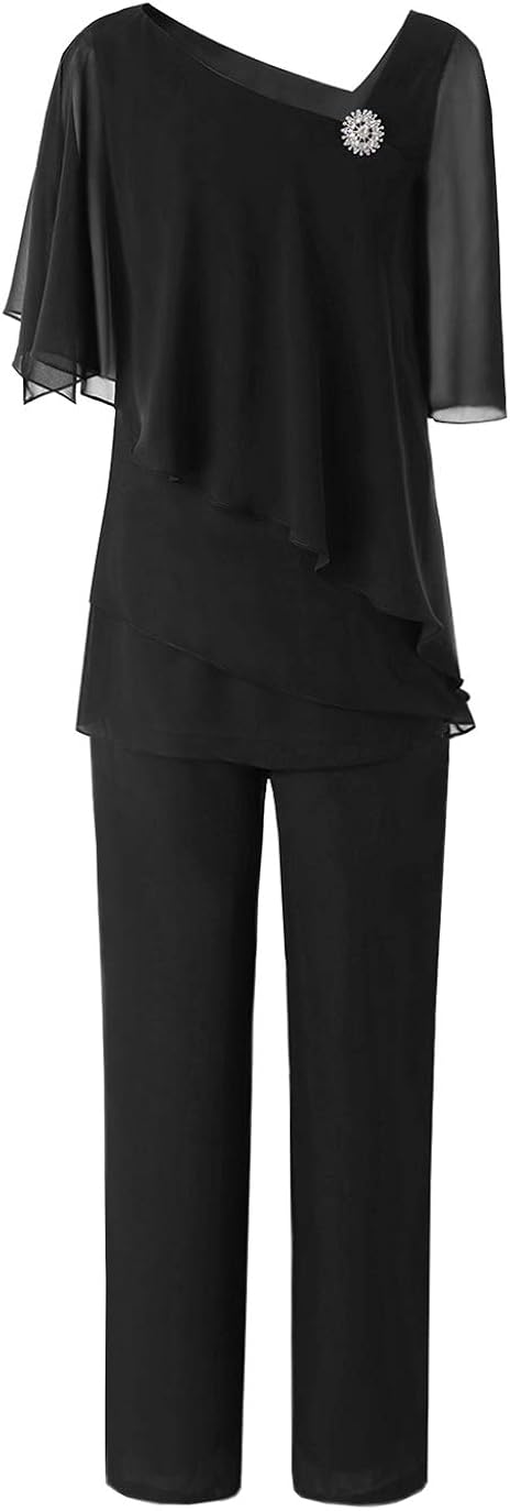 chiffon plus size pant suits