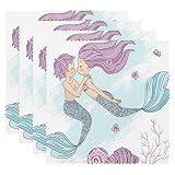 Lot de 1 Sets de Table,napperons de Table à Manger,Dessin animé mer Belle sirène Sets de Table,Sets de Table Lot de 1,Sets de Table en Tissu