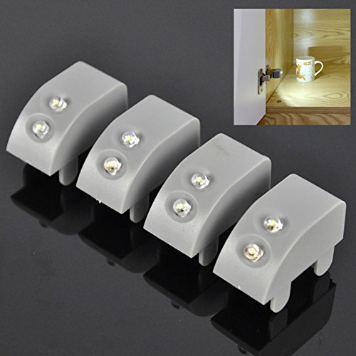Preisvergleich Produktbild Zantec Universal Schranktür Scharnier befestigte LED Lichter für Küchen Kleiderschrank einschließlich Knopf Batterie