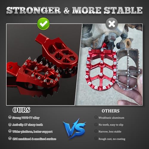 XINGWU Dirt Bike Foot Pegs for Surron Light Bee X/S E-Ride Pro SS/SR/S Talaria MX3 MX4 Segway X160/X260 CRF150F 230F 250F Electric Dirt Bike Foot Peg Rests (Red) by XINGWU - Used condition - Image 4