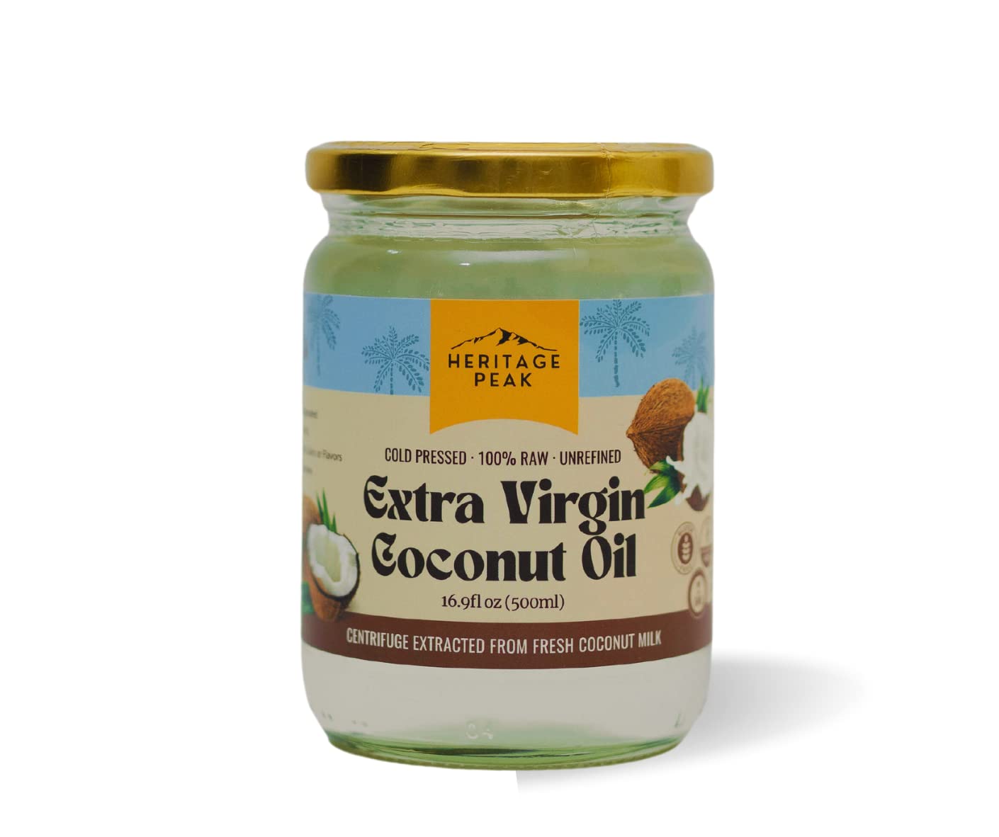 HERITAGE PEAKCentrifugal Extracted Unrefined Extra Virgin Coconut Oil, Non GMO, 16..9 Fl OZ