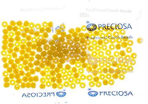 Czech Glass Seed Beads 2/0 (6.1mm Diameter) Cornelian White Star Yellow DIY Jewelry Making Beads - 50g Bulk Bag by Preciosa (Jablonex)