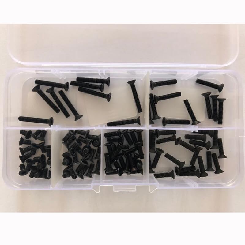 50PCS Torx Screw Flat Head Bolts Machine Screws (M4) Black 6-16mm Length Sets Assortment
