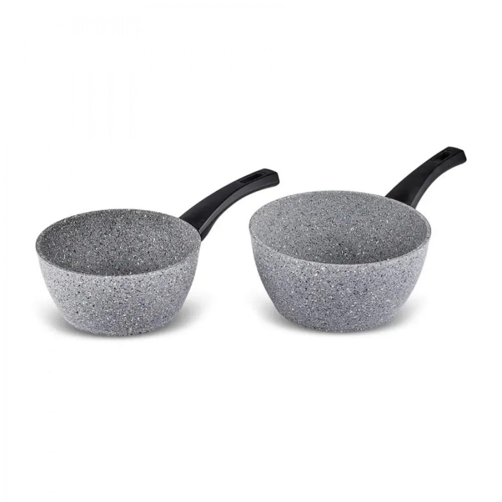 Karaca Grey Gris Biogranit 2-Piece Sauce Set, 16Cm Milk Jug 1.6L 18Cm Milk Jug 1.7L,