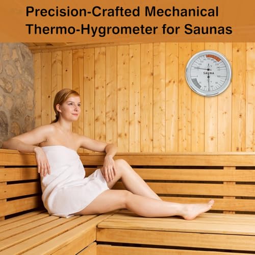 2-in-1 Sauna Thermometer & Hygrometer (Fahrenheit) for Sauna Rooms, 70-250? & 0-100% RH, Sauna Accessories, Sauna Temperature Gauge