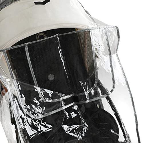 Masirs Baby Stroller Rain Cover, Weatherproof Shield To Safeguard Your Child From Wind & Rain, Universal Size, Mesh Material For Ventilation & Reflective Trimming For Night Visibility, (Clear Vinyl) #TOP2