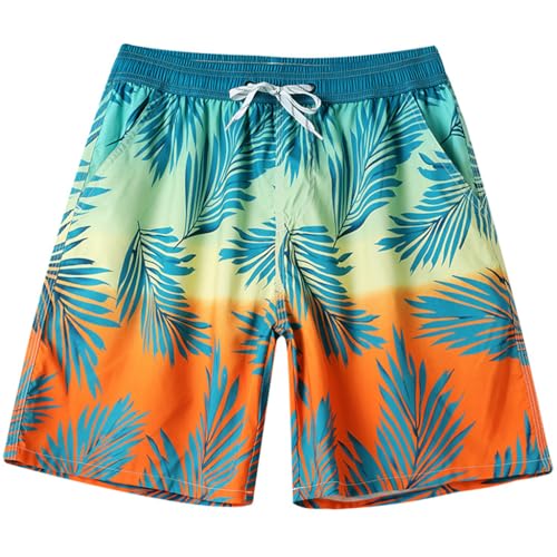 Image of PROBEROS Swimming Shorts for Men, Casual Fashion Gradient Print Summer Beach Shorts Quick Dry Polyester Elastic Waist Shorts Chino Shorts Summer Swim Short Beach Wear, 2XL