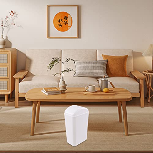 Caneca de basura blanca de plástico con tapa basculante 3.5 gal miniatura 6