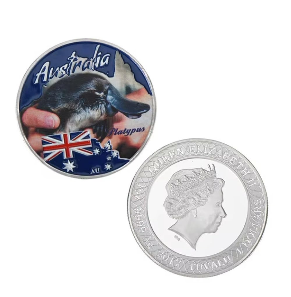 Minhbder Silver Commemorative Coins Australian Kangaroo Plated Coin The Elizabeth Ii Design Round Metal Coins Collection Gift