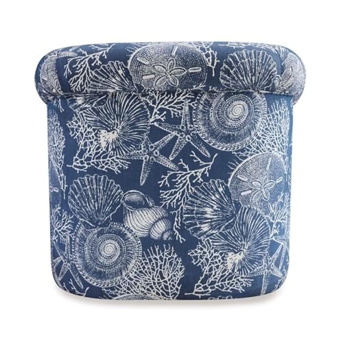 Sillón giratorio con tapizado azul y patrón marino miniatura 7