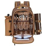 picnic basket set 4 person 【Übergroßer, isolierter, auslaufsicherer Aufbewahrungsrucksack】 Dieser Picknickrucksack verfügt über 3 Fächer - Größtes zentrales Fach mit einer Größe von ca. 20 l, besser zum Aufbewahren von Getränken und mit Eiswürfeln oder Packungen. Oberes Taschenformat um 6,5 l. Der seitliche Weinhalter eignet sich für eine große Flasche. Dies ist ein beeindruckter großer Picknickkühler, der sich gut für jede Party oder jedes Picknick eignet.