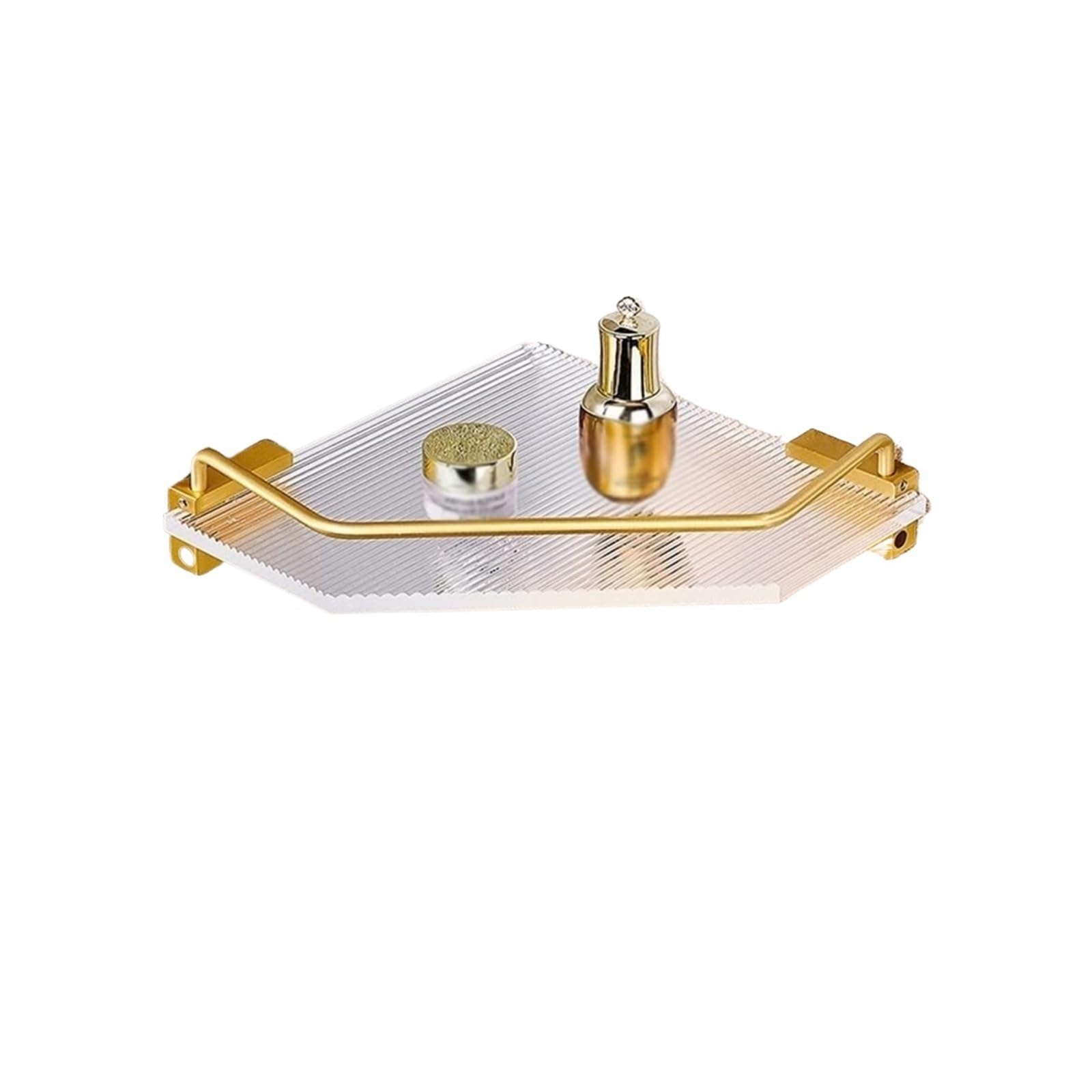Corner Shower Caddy Acrylic Triangle Shelf Wall Mounted Bathroom Storage Rack Gold 1