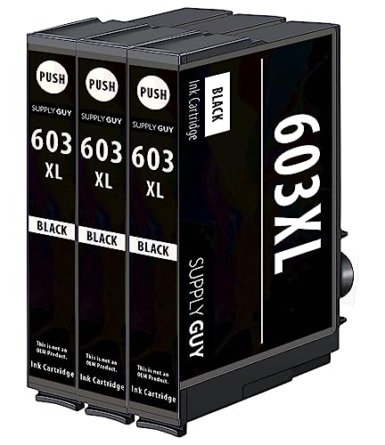3 cartucce compatibili con Epson 603XL per WF2810 WF2820 WF2830 WF2835 WF2840 WF2845 WF2850 WF2870 XP2105 XP2150 XP2155 XP3105 XP3150 XP3155 XP4105 XP4150 XP4155 nero