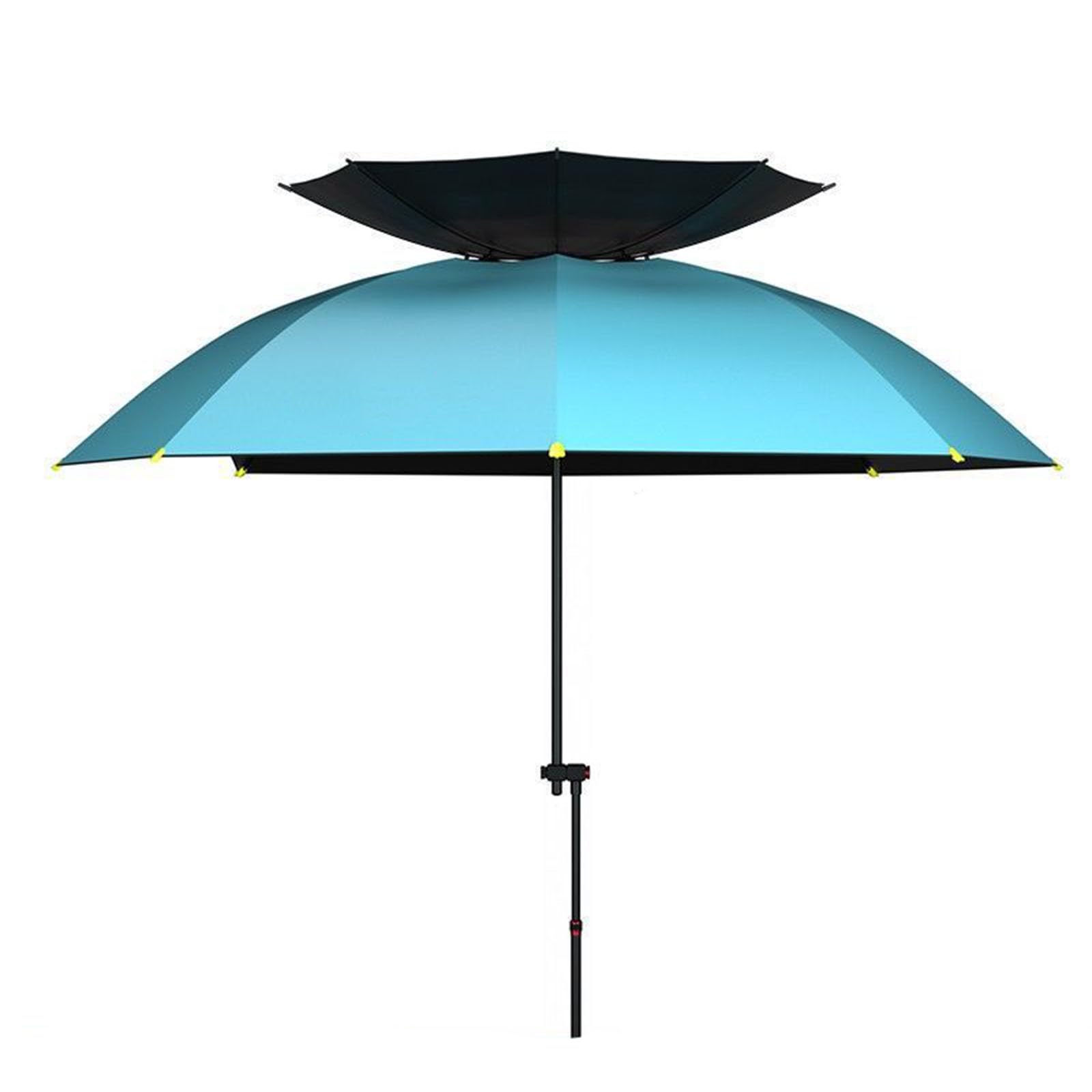 Parasol wędkarski z widelcem do ziemi, zagęszczony parasol przeciwsłoneczny, uniwersalna regulacja, żebra z włókna kompozytowego, na podwórko, trawnik (blue black 2.2m)