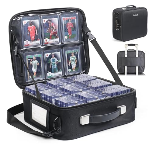 Image of Luxtude Trading Card Carrying Case w /Adjustable Dividers, Large Trading Card Storage Box w /Combination Lock, Baseball Sports Cards Box for 3 inchx4 inch 35pt Toploaders, MTG Carrying Cases for Pokemon /TCG