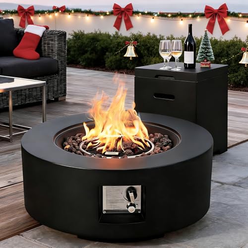 ECOTOUGE 2-Piece Gas Fire Pit, Outdoor Propane...