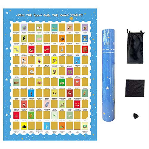 Image of NTZS Top 100 Kids Books Scratch Off Poster-Books Bucket List and Uncommon Goods Gifts (16.5 inch x 23.4 inch) Christmas Festival Gift