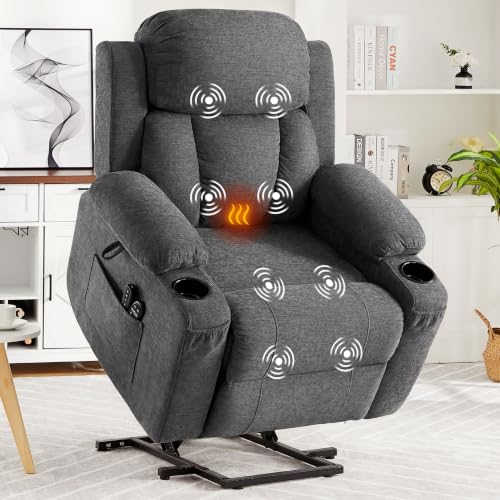 Image of Garvee Large Power Lift Recliner Chair with Heat and Massage, Chenille