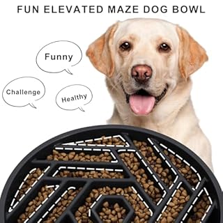 TOBYTO Slow Feeder Dog Bowls Large Medium Breed,Anti-Choking Slow Eating Dog Food Bowl,Non Slip Pet Slower Food Feeding Bowls Large Puzzle Slow Feeder Bloat Stop Maze Dog Dishes,Black