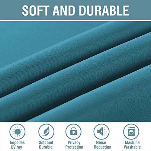 Image of H.VERSAILTEX Blackout Thermal Insulated Living Room Curtains 84 inches Long Kids Boys Room Curtains for Bedroom - Room Darkening Window Treatment Grommet One Panel, Turquoise Blue, 52'W x 84'L