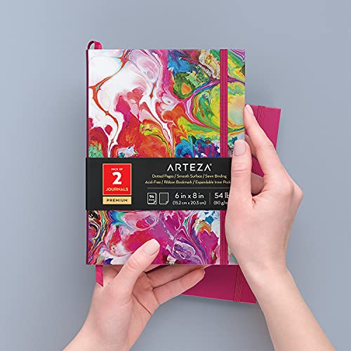 Bullet journal lot de 2 carnets de notes 15.2 x 20.3 cm rose et acrylique