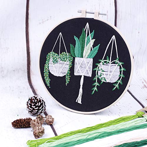 Embroidery Kits with Colorful Flower and Plant Designs; Embroidery Starter Sets with Patterns – Perfect Embroidery Beginner Kit with Hoop, Threads, Tools and Stamped Cloth