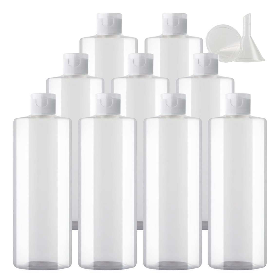 24 Pezzi 500ml flaconi vuoti da Trasparente in plastica da viaggio bottiglia di lozione con Tappo Flip Top Trasparente, ricaricabili, per lozione e shampoo Cosmetica Bottiglie Flaconi