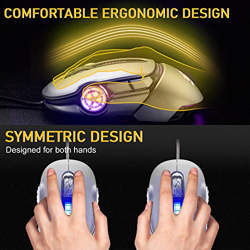FELICON RGB Wired Gaming Mouse with Ergonomic Design, Adjustable DPI, and 8 Buttons for PC/Mac Gamers