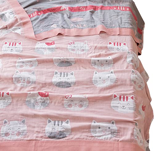 Scientific Sleep Kitty Cats Cartoon 100% Cotton Muslin Blanket Throw Cover For Bed Chair Sofa Kids Girls Cozy Cuddle Soft Reversible Bedding Blanket Coverlet (21, Twin (59 In X 78 In)) #TOP14