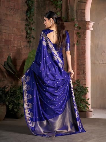 Image of MADHUHANSH Women's Cotton Silk Saree with Unstitched Blouse Piece Zari Weave and Floral Pattern | Heavy Embroidery Saree for Women | Interview Saree for Women | Readymade Blouse with Saree Set