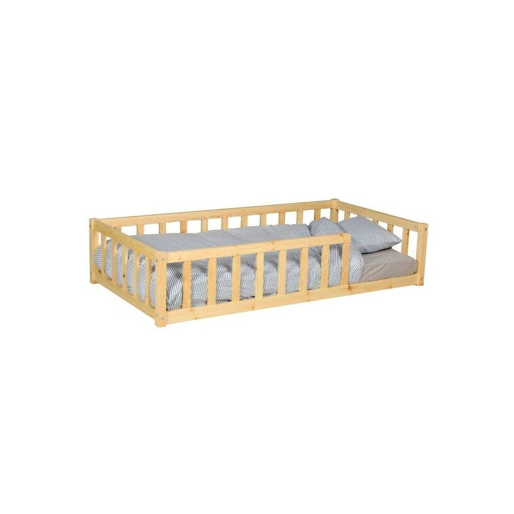 WEBER INDUSTRIES Lit 80x160 Nino+ 1 sommier + barrière/Bois Clair