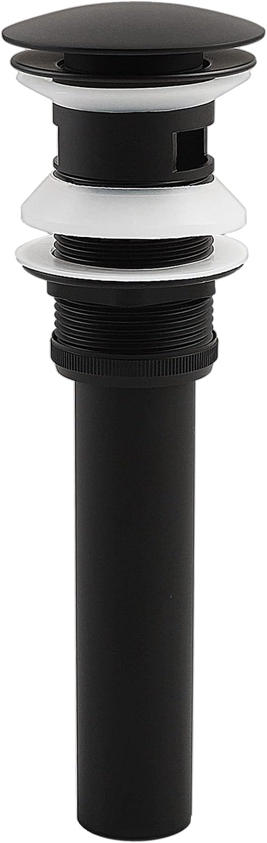 Bathroom Vessel Sink Drain Push Button Vanity Drain Lavatory Sink Drain Assembly Pop Up Sink Stopper with Overflow, Matte Black