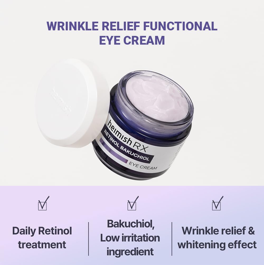 HEIMISH RX Retinol Bakuchiol Eye Cream - Daily Eye Cream for Anti Aging, Firming, Anti Wrinkle, Hydrating with Retinol, Non-greasy Formula, Korean Skincare, 30ml (1.01 fl. oz) - Image 3