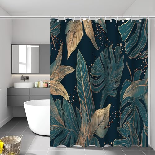 Rideau de douche lignes feuilles imperméable en polyester 150x180 cm - 2