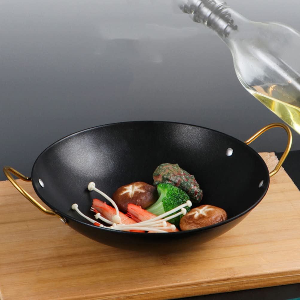 Shabu Shabu Hot Pot Acero inoxidable Sukiyaki Hot Pot Plato for servir comida japonesa Servir Shabu Hot Pot Small Wok Reheating Pot Sartén con doble asa 10 pulgadas Ramyun Olla de aluminio Ollas