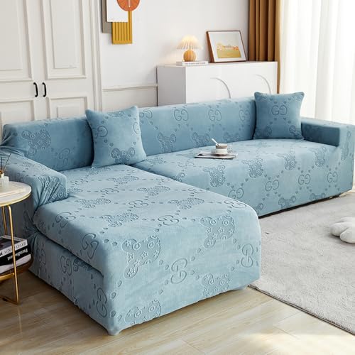Housse canape d'angle extensible jacquard anti-poussière salon