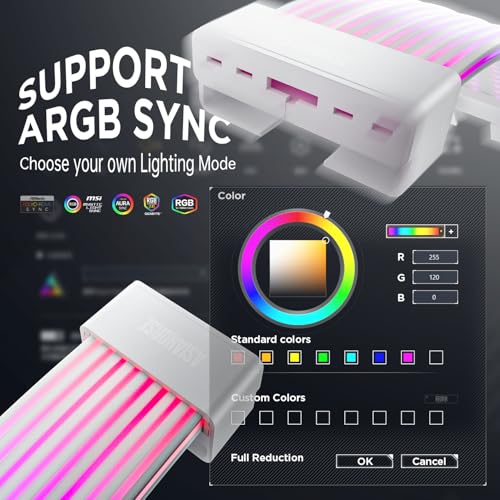 Image of AsiaHorse Aurora Addressable RGB Power Extension Cable Kit for Motherboard and GPU PC Cables, 5V 3Pin ARGB Sync, Fit for 12+4-Pin /8pin /24pin Cables (White)