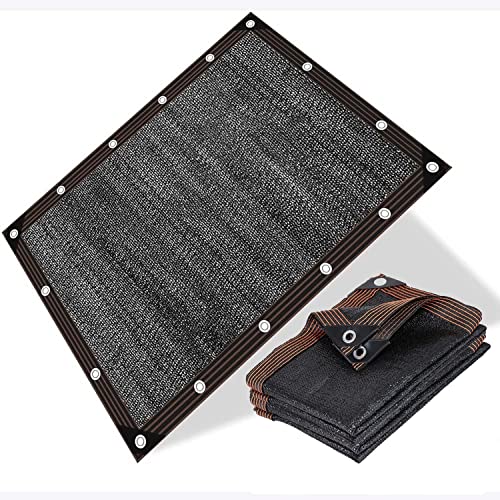 Tela de sombra negra de 6 x 12 m con ojales, resistente a los rayos UV, para plantas, graneros, césped, patio, malla de protección solar para jardín (negro, 6 m x 12 m)