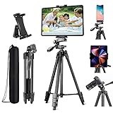 タブレット三脚スタンドマウントホルダー153cm for iPad Pro Air Mini 12.9 11 10.5 Surface Galaxy Tab、iPhone、3.5〜13.5インチ携帯電話タブレット、ビデオ録画、カメラ