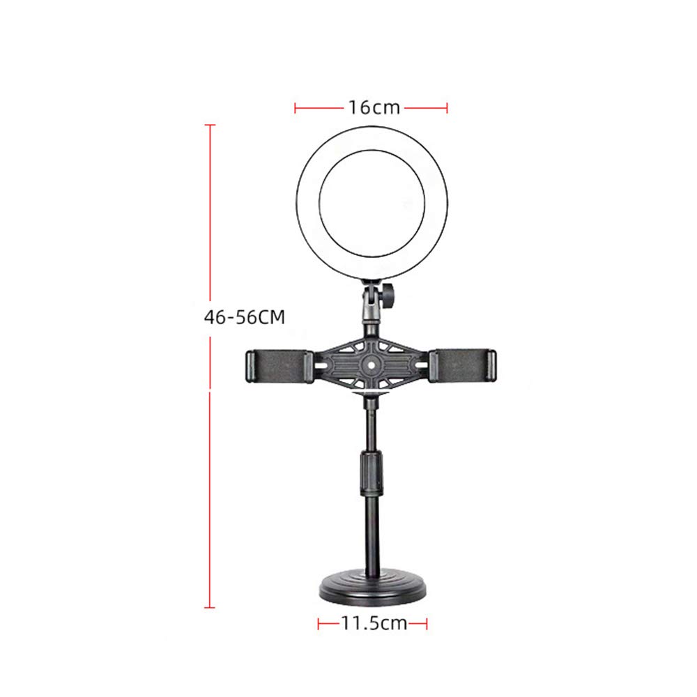 Anello Luminoso per Streaming Live, Anello Luminoso per Selfie dimmerabile con Supporto treppiede con Supporto Luce per Trucco Fotografico, riprese Video Youtube, ECC-A 6 Pollici