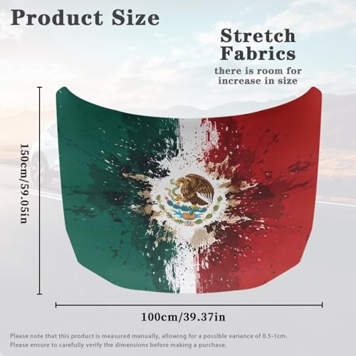 Image of Hood Cover for Compact Sedan SUV Trucks, 59x39 inches Mexican Flag Stretchable Car Hood Wrap Blankets, Waterproof Automotive Exterior Accessories