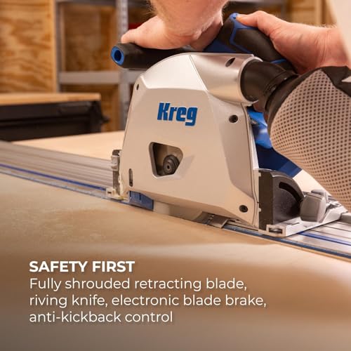 Image of Kreg 20V Ionic Drive 6 1 /2 inch Plunge Cut Track Saw - Pair with 62 inch Guide Track - Cordless Saw with Anti-Kickback & Blade Brake - Portable Woodworking Tool for Carpentry & DIY Projects - KPTPS100A